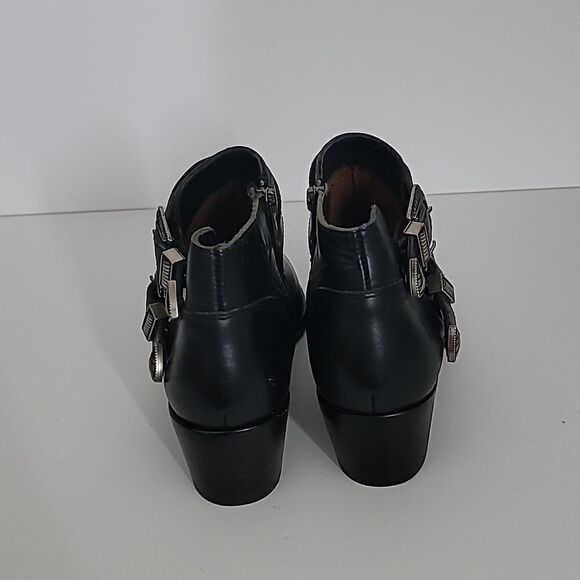 Frye Ray Western Shootie Ankle Boots Black Leather Festival Size 6 - Picture 2 of 7
